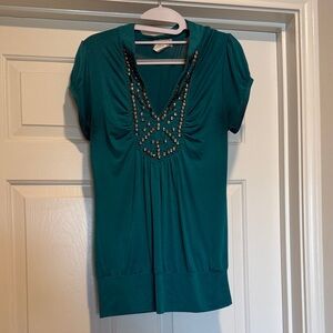 Soulmates Teal Embellished Blouse